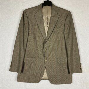 Hart Schaffner Marx Blazer Mens 41R Brown Plaid Single Breast Vented Sport Coat